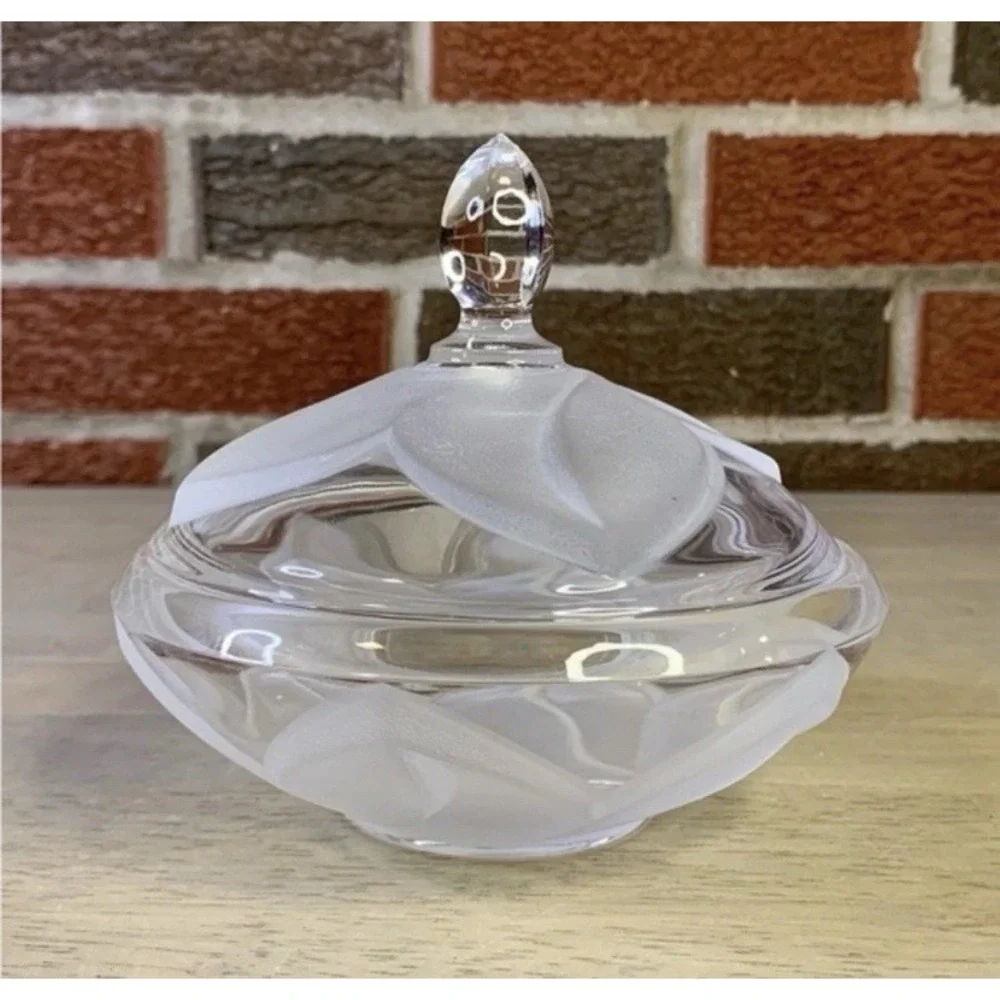 Vintage Cristal D'Arques *Clear & Frosted* Leaded Crystal Candy Dish With Lid